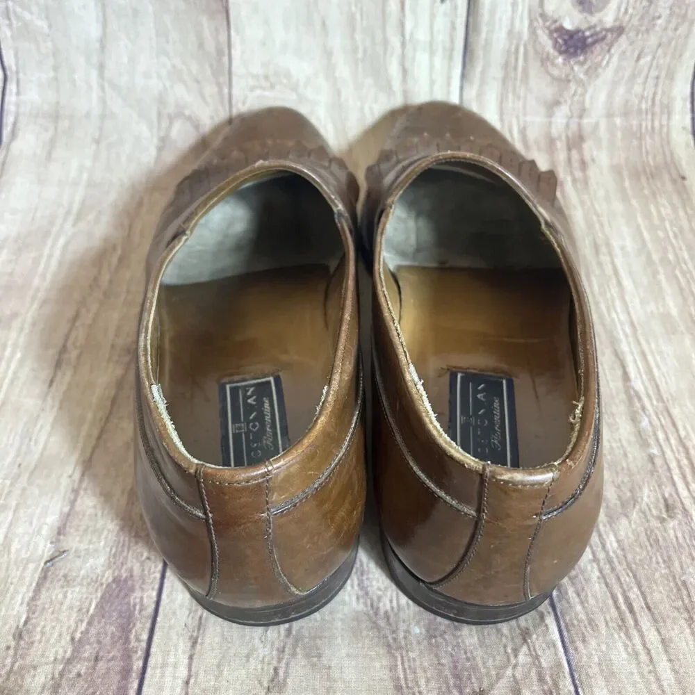 Vintage Mens Bostonian Shoes Loafers Tassel Florentine Dress Brown 9 1/2 M ITALY